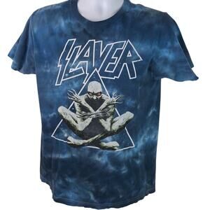 Men's Slayer Blue Tie-Dye T-Shirt Size Medium MD Cotton Material
